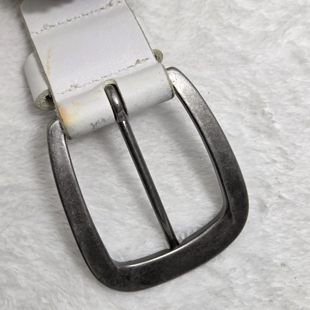 Diesel Vintage‎ Studded White Belt with Silver-Tone Buckle size 35
